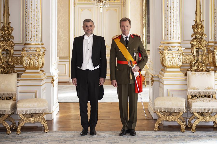 H.E. Ambassador Frédéric Labarrère presents credentials to H.R.H. Grand Duke Henri of Luxembourg