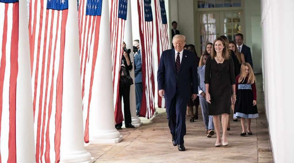 Trump and his third Supreme Court nominee, Amy Coney Barrett